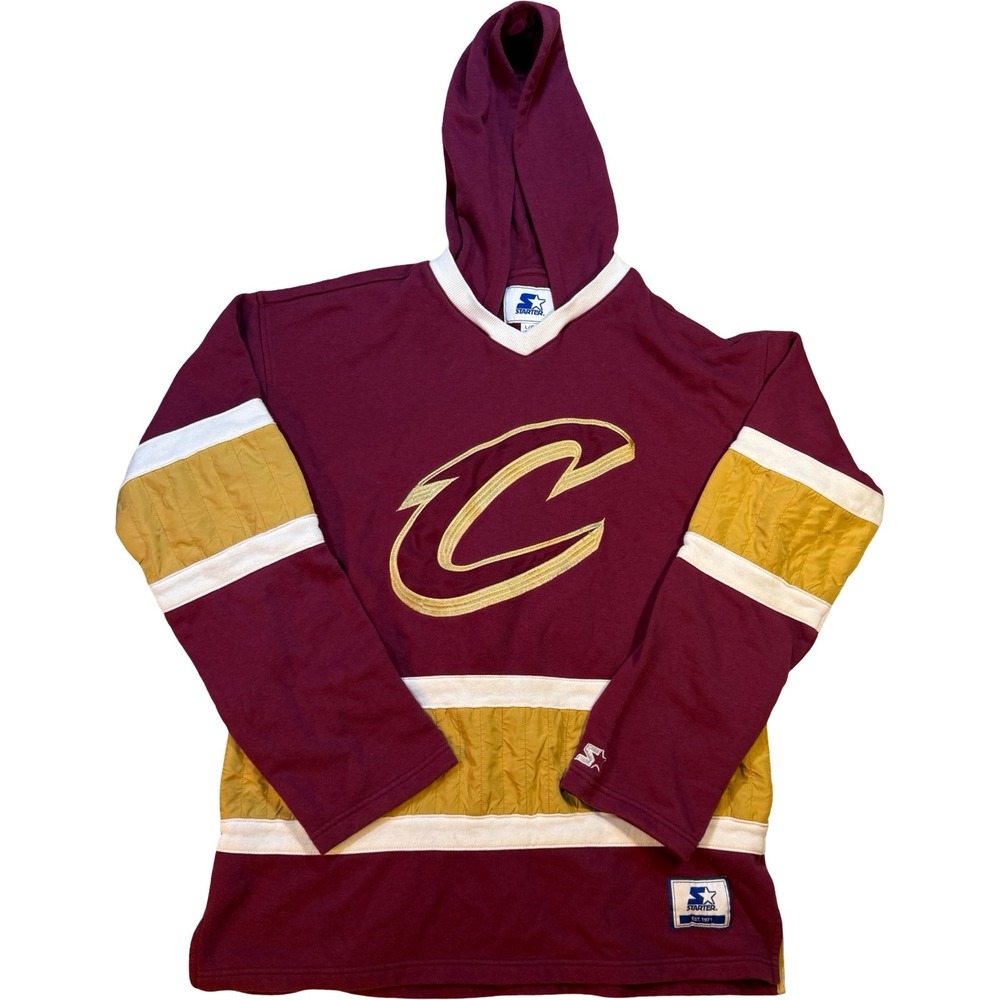 Vintage Starter Cleveland Cavaliers NBA Hockey Jersey Hoodie Crossover Men Sz L
